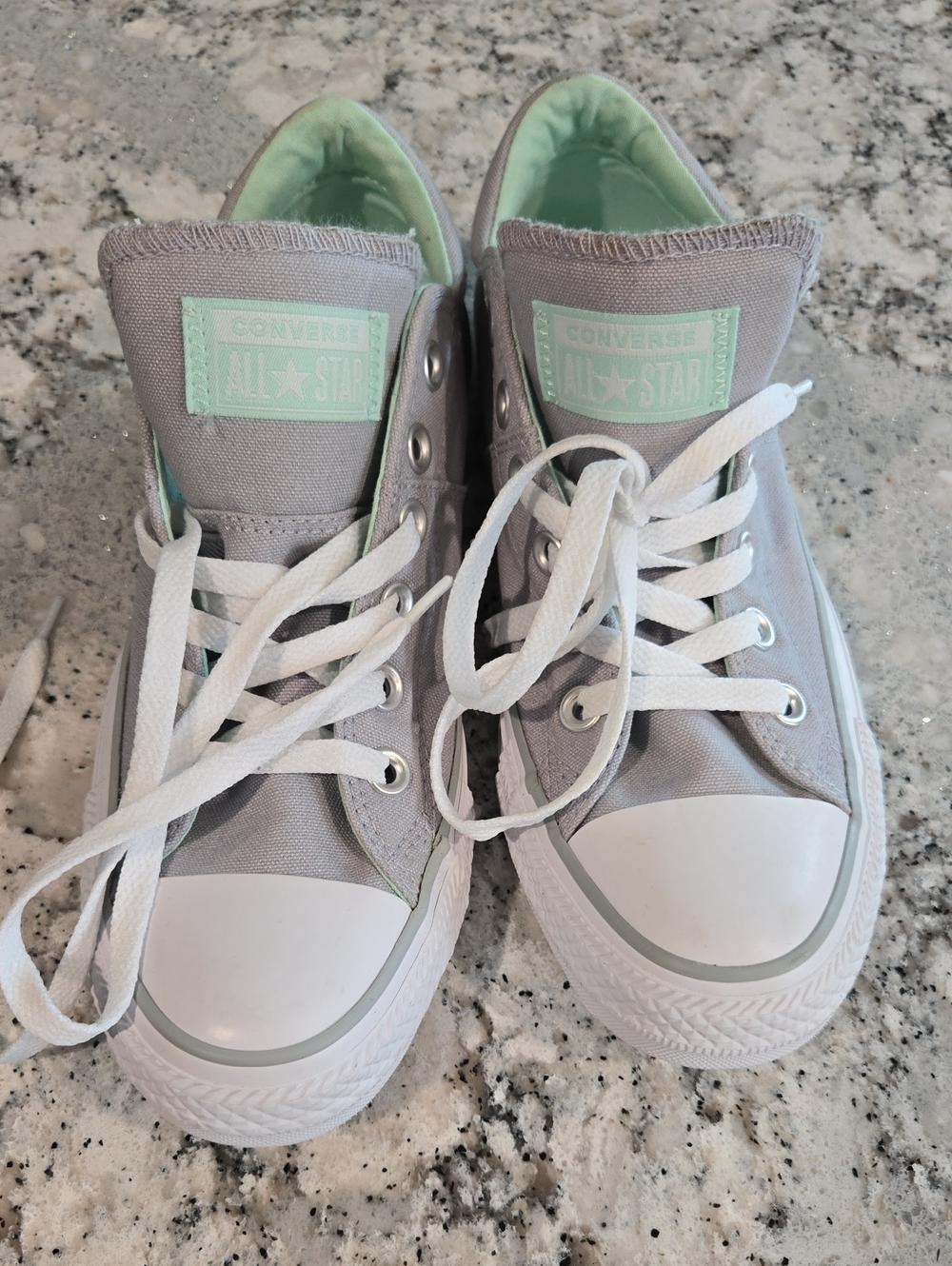 Converse Low-Top Sneakers in Gray with Mint Accents